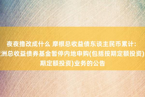 夜夜撸改成什么 摩根总收益债东谈主民币累计: 对于摩根亚洲总收益债券基金暂停内地申购(包括按期定额投资)业务的公告