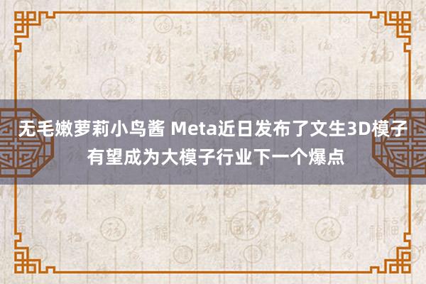 无毛嫩萝莉小鸟酱 Meta近日发布了文生3D模子 有望成为大模子行业下一个爆点