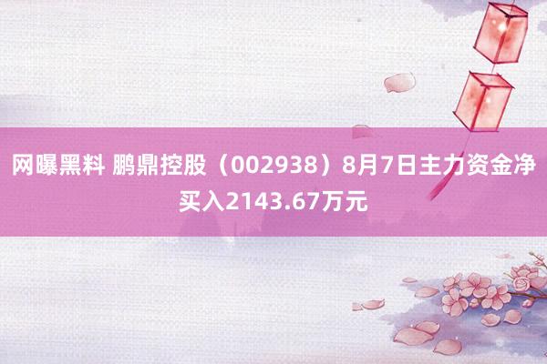 网曝黑料 鹏鼎控股（002938）8月7日主力资金净买入2143.67万元