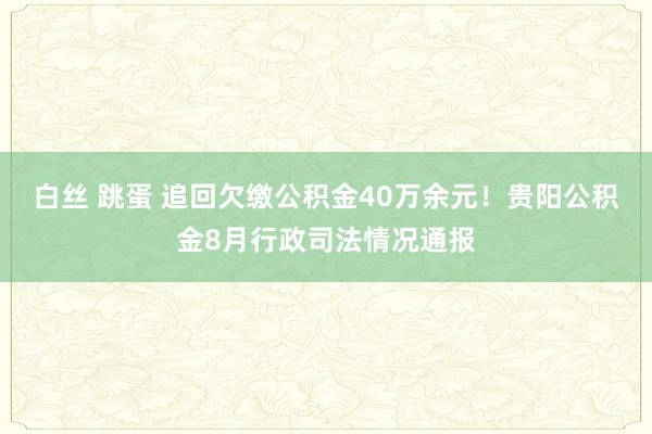 白丝 跳蛋 追回欠缴公积金40万余元！贵阳公积金8月行政司法情况通报